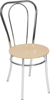 Bistro Deluxe Chair Solid Wood Seat with Chrome Frame (Each) - 6450 DD